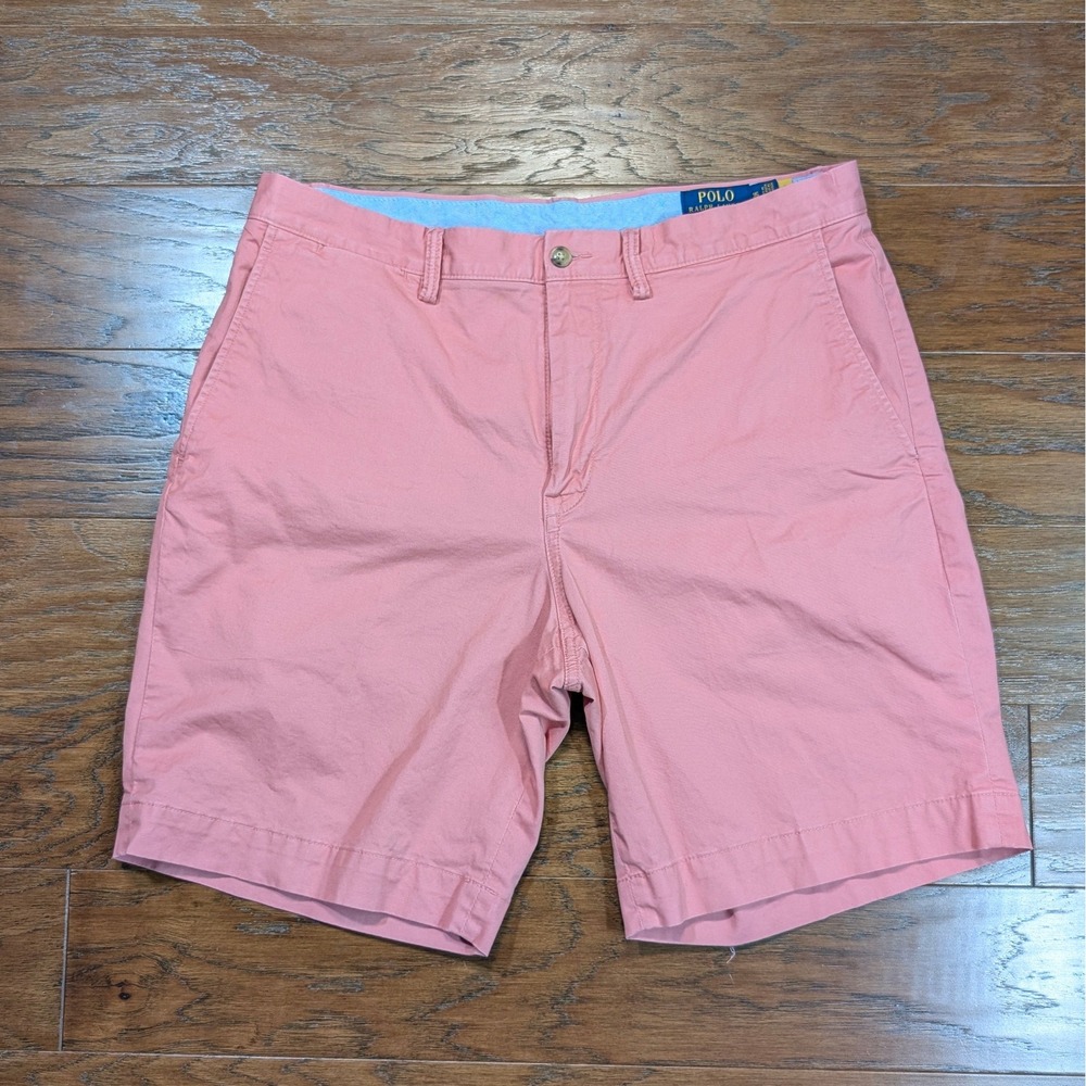 Polo Ralph Lauren Mens Stretch Classic Fit Chino Shorts Salmon Pink 35x9 Inseam